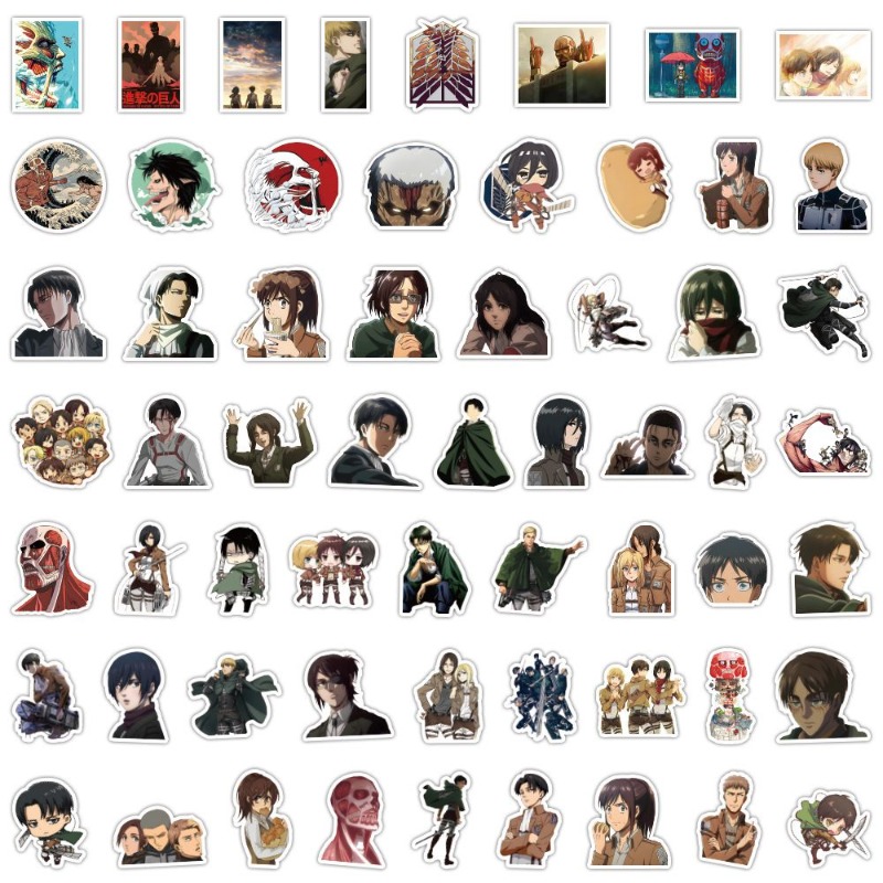 Laptop Editing Accessories - 60 adet Titan Anime çıkartmaları sevimli